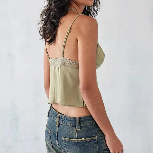 Elevate your summer style with the Gaono Women Sleeveless Camisole Tank Top! This chic tank features a flattering ruffle V-neck and delicate lace trim, crafted from a soft cotton-spandex blend for ultimate comfort. Perfect for streetwear or