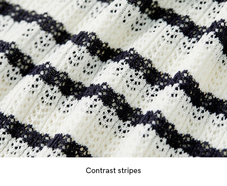 Striped Loose Fit Contrast Color Knit Top