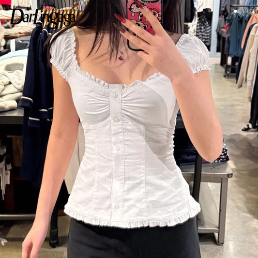 Puff Sleeve Edible Tree Fungus Blouse & Top