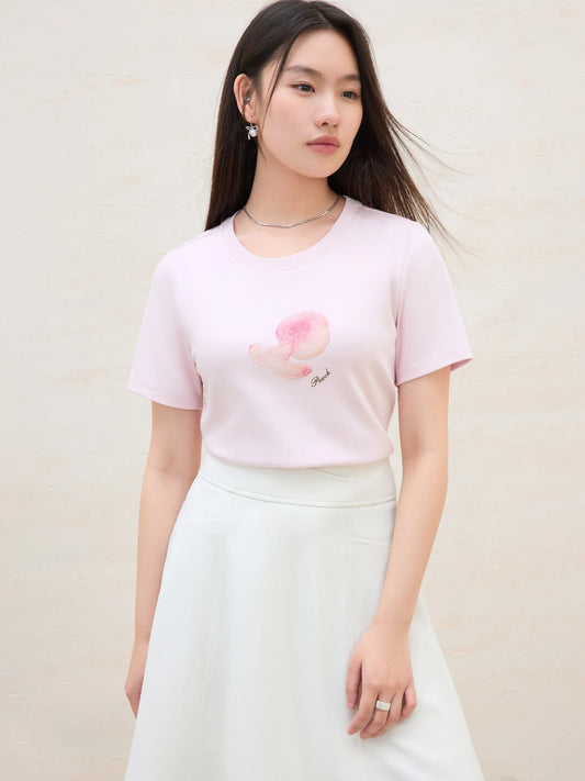 Fruit Print Crystal T-Shirt & Breathable Cotton Blend