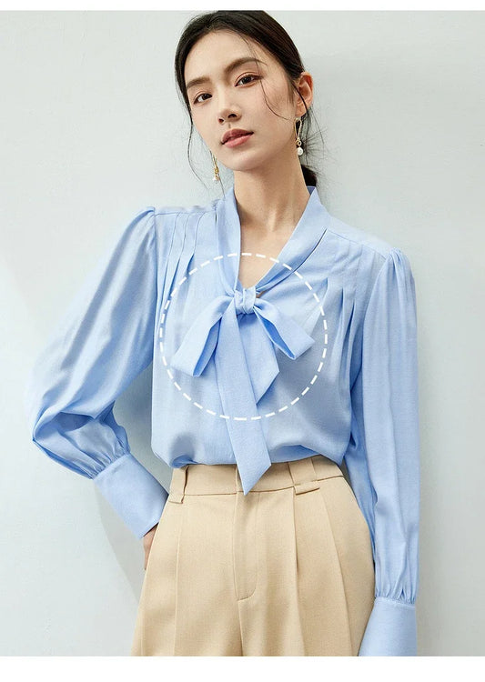 Bow Chiffon Blouse & Camisole Set