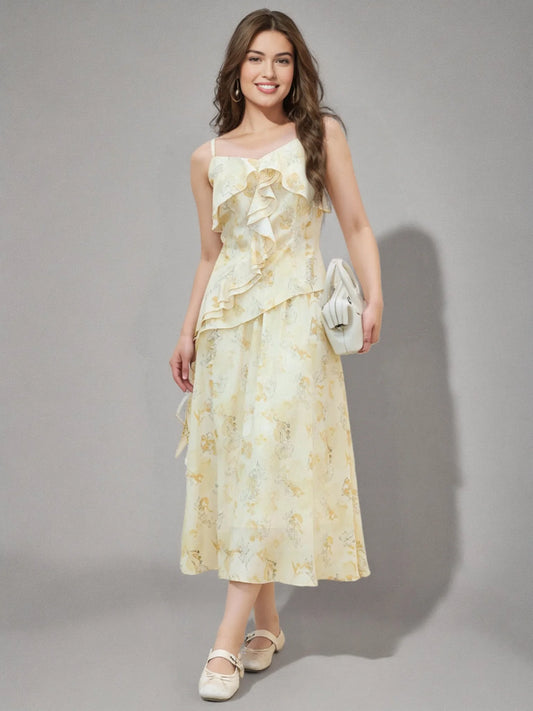 Floral Ruffled Top & Skirt Two-piece Set