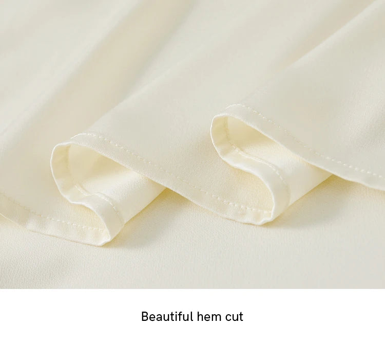 Elegant Swing Collar Satin Blouse with Chain Detail