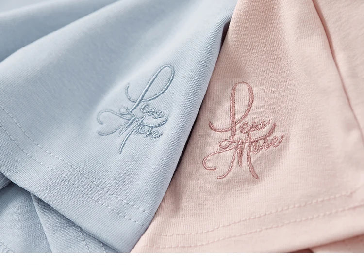 Solid Knitted Crewneck Short Sleeve Embroidery Top