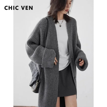 Elevate your wardrobe with the Korean Loose Knitted Cardigan & Long Coat, a stylish and cozy layering essential. Crafted from luxuriously soft knitted fabric, this oversized cardigan offers a relaxed silhouette that flatters every figure. Featuring a timeless design with