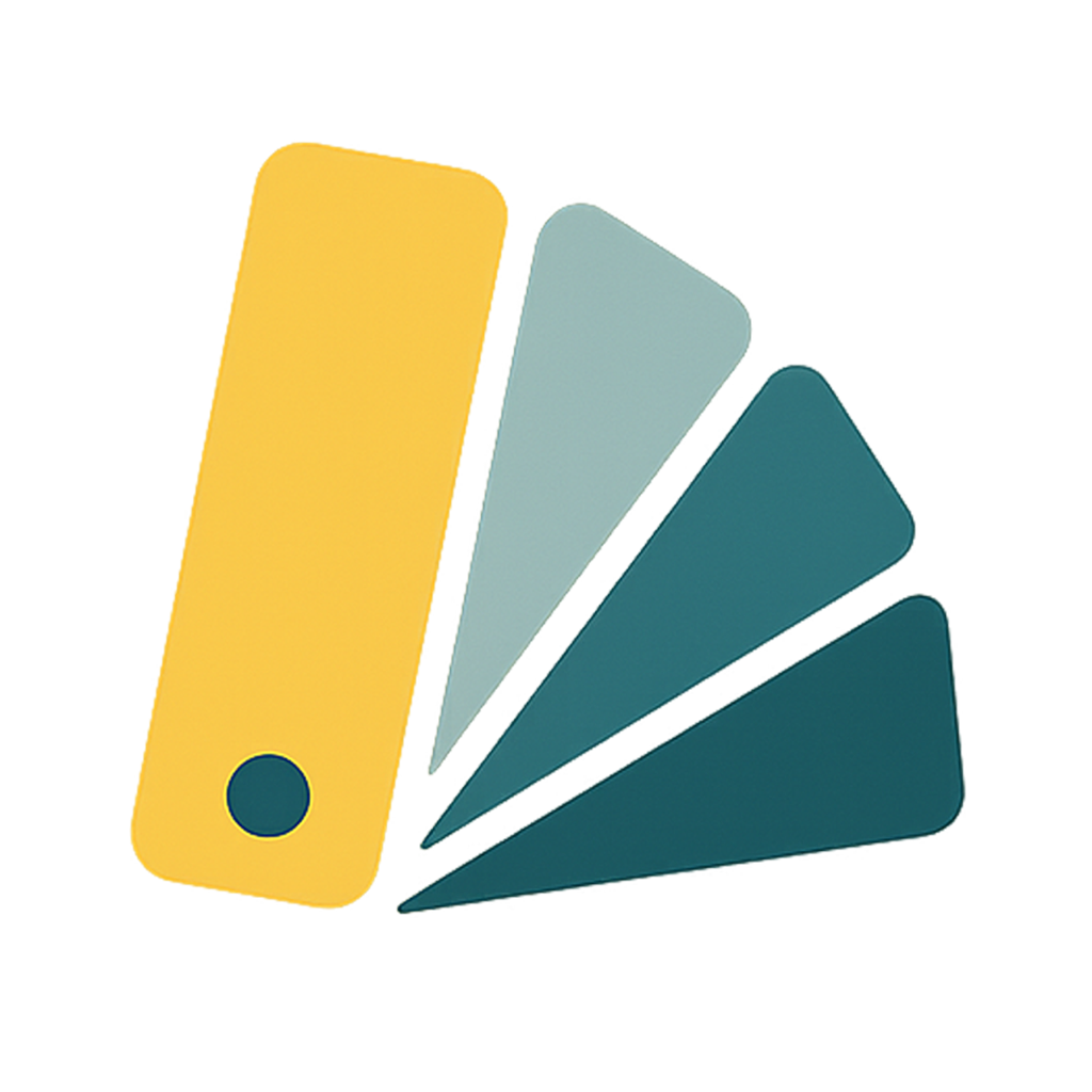 Color swatch logo with yellow, blue, and green shades on a white background