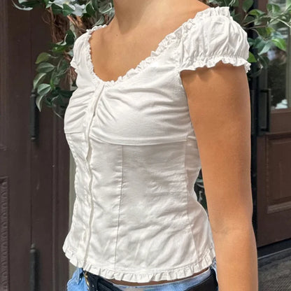 Puff Sleeve Edible Tree Fungus Blouse & Top