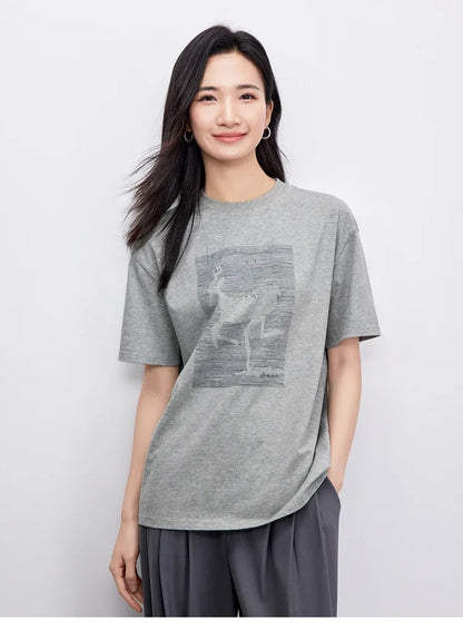 Cozy Round Neck Short Sleeve Loose Fit T-shirt