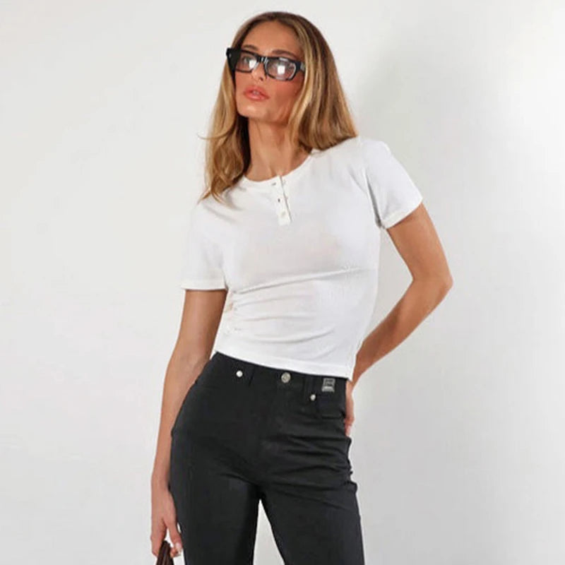 Slightly Transparent Round Neck Tie Top