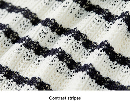 Striped Loose Fit Contrast Color Knit Top