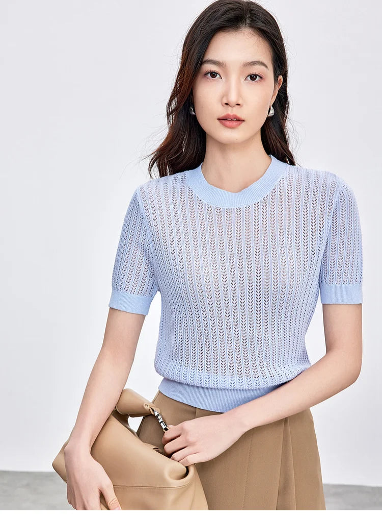 Striped Loose Fit Contrast Color Knit Top