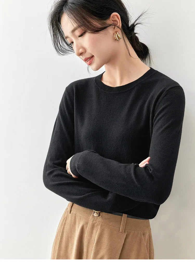 Comfort Knitted Pullover Round Collar & Long Sleeve