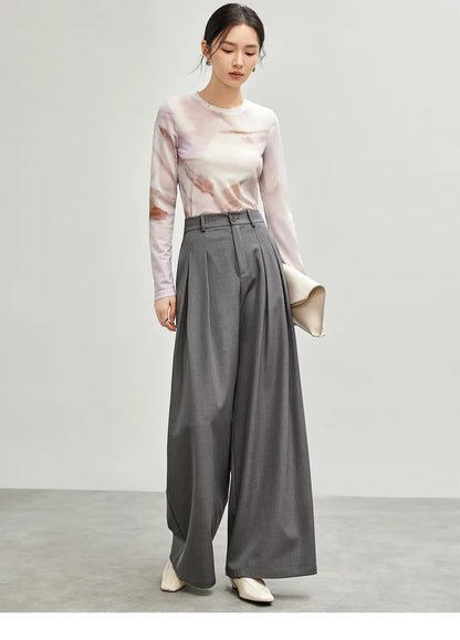 Art Print Long Sleeve Round Neck T-shirt & Top