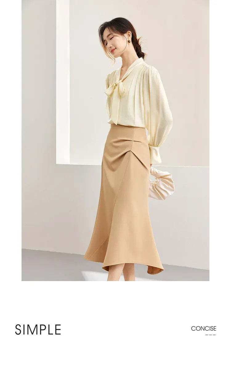 Bow Chiffon Blouse & Camisole Set