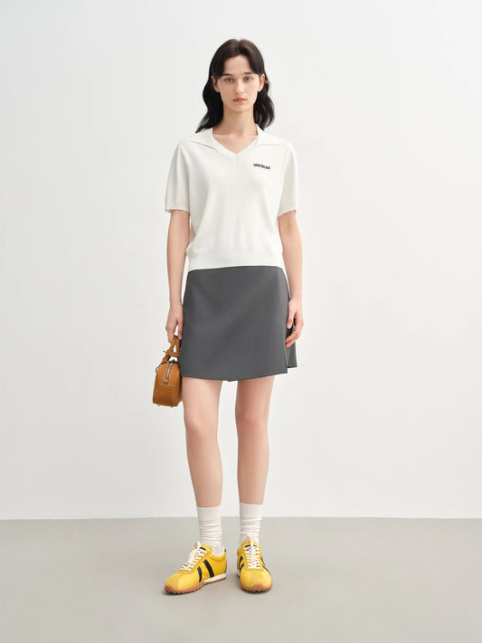 Curve-Flattering Knit Top & Structured Collar