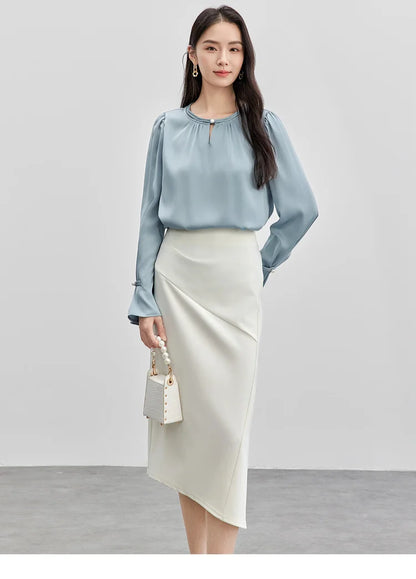 Hollow Out Flare Sleeve O Neck Blouse & Shirt