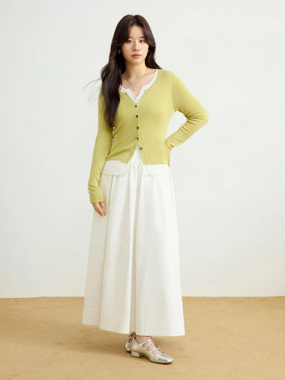 Contrast Color Knitted Pullover & Inner Top