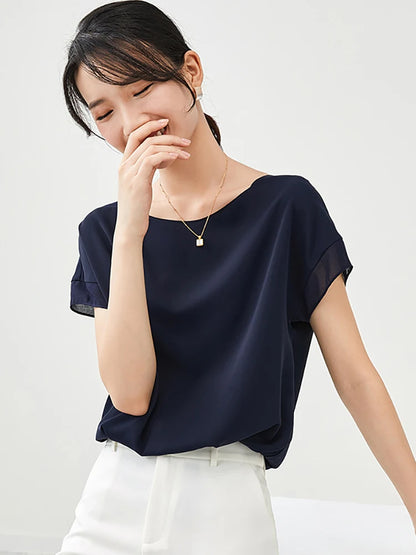 Elegant Chiffon Patchwork Short Sleeve Top