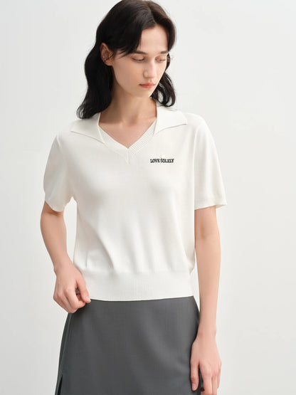 Curve-Flattering Knit Top & Structured Collar