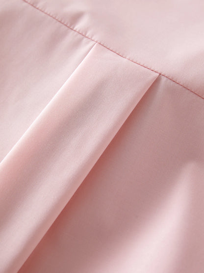 Asymmetrical Hem Pleated Short-Sleeved Shirt