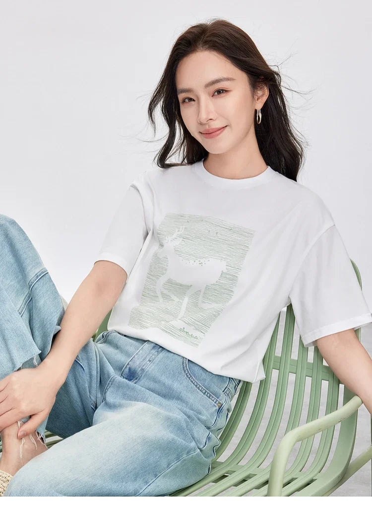 Cozy Round Neck Short Sleeve Loose Fit T-shirt