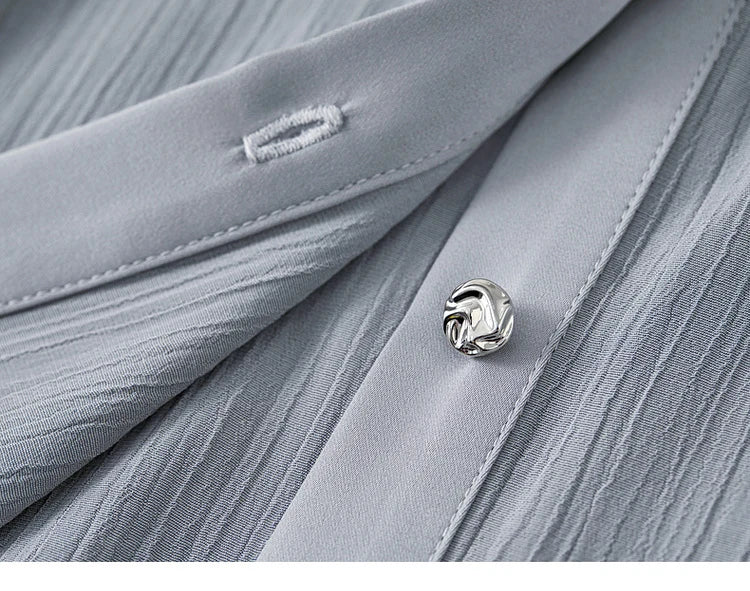 Solid Casual Straight Metal Button Blouse & Shirt