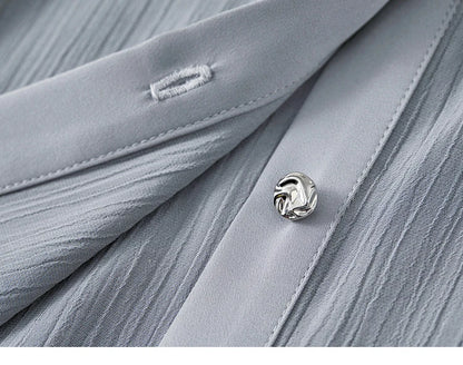 Solid Casual Straight Metal Button Blouse & Shirt