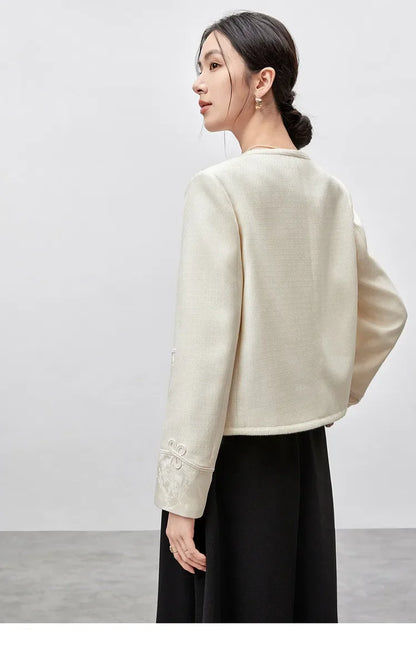 Elegant Round Neck Short Coat