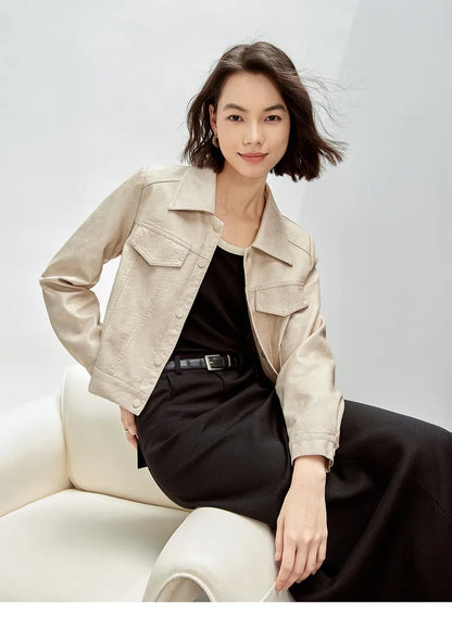 Vintage Faux Leather Cropped Jacket & Retro Outerwear