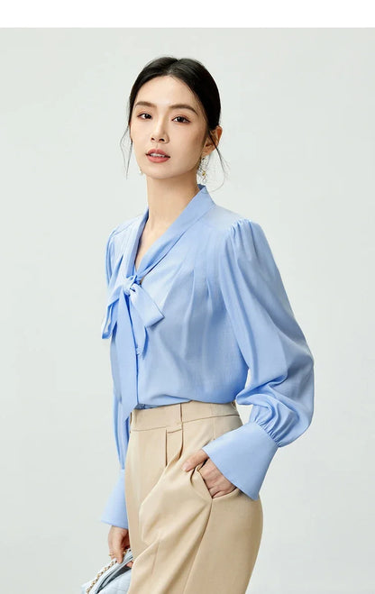 Bow Chiffon Blouse & Camisole Set