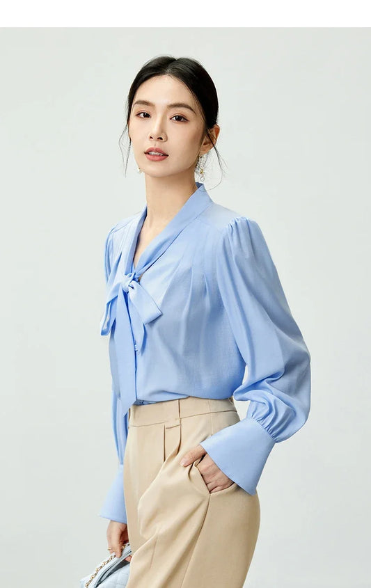 Bow Chiffon Blouse & Camisole Set