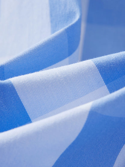 Asymmetric Checkered Blouse & Slim-Fit Design