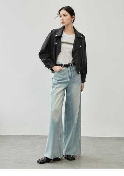 Solid Pu Faux Leather Short Jacket & Outerwear