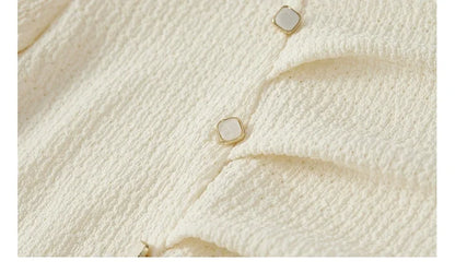 Elegant Knitted Pullover Top with Split Hem & Folds