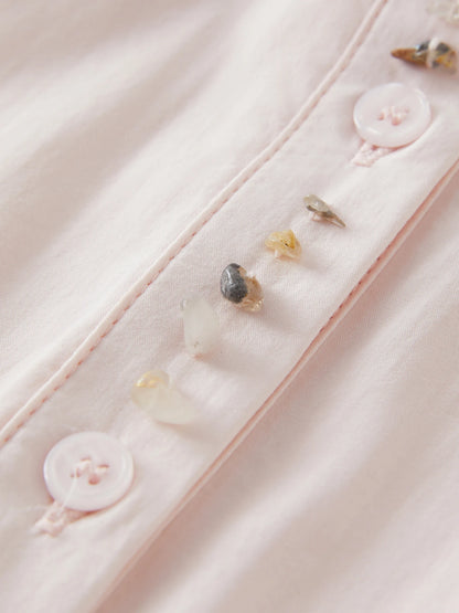 Slim Pink Minimalist Button-Up Shirt & All-Match Top