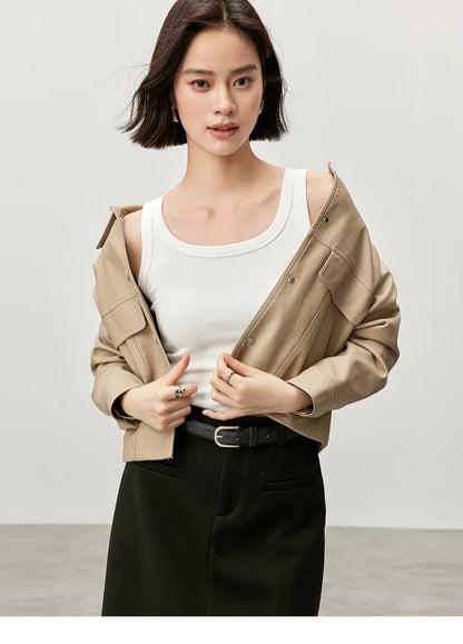 Slim Fit U Collar Knit Tank Top & Casual Tee