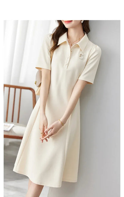 Polo Collar Casual Letter T-Shirt Dress