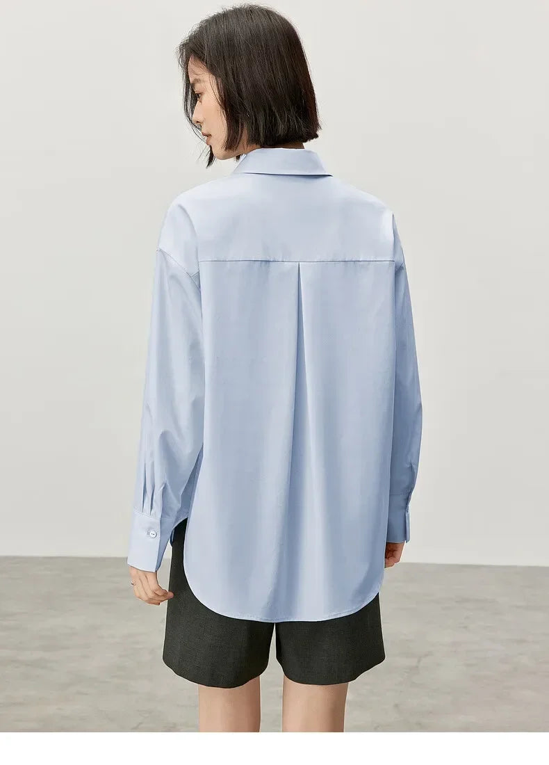 Embroidery Cotton Loose Fit Shirt & Blouse