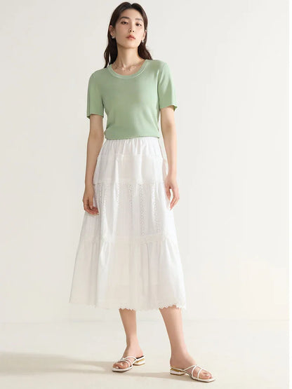 Casual Round Neck Knit T-shirt & Solid Tees