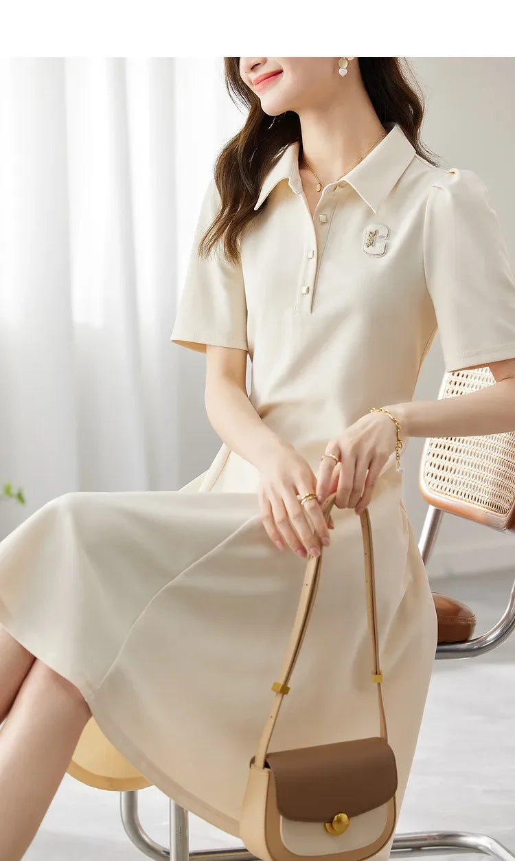 Polo Collar Casual Letter T-Shirt Dress