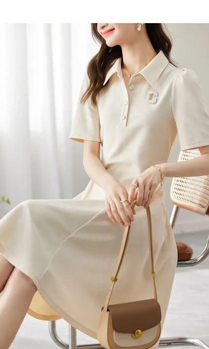 Polo Collar Casual Letter T-Shirt Dress