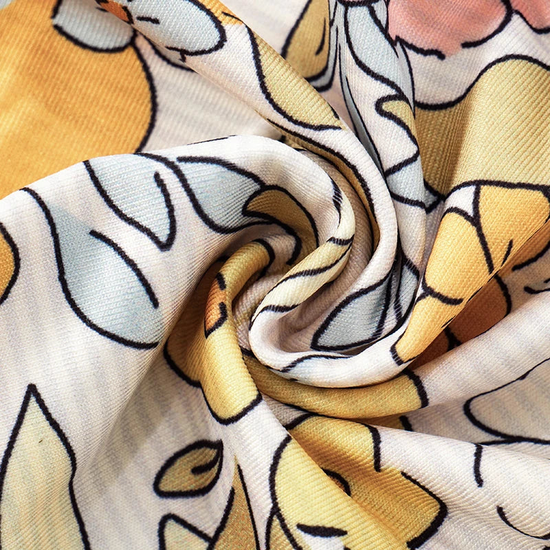 V-Neck Floral Halter Top & Casual Slim Fit Design