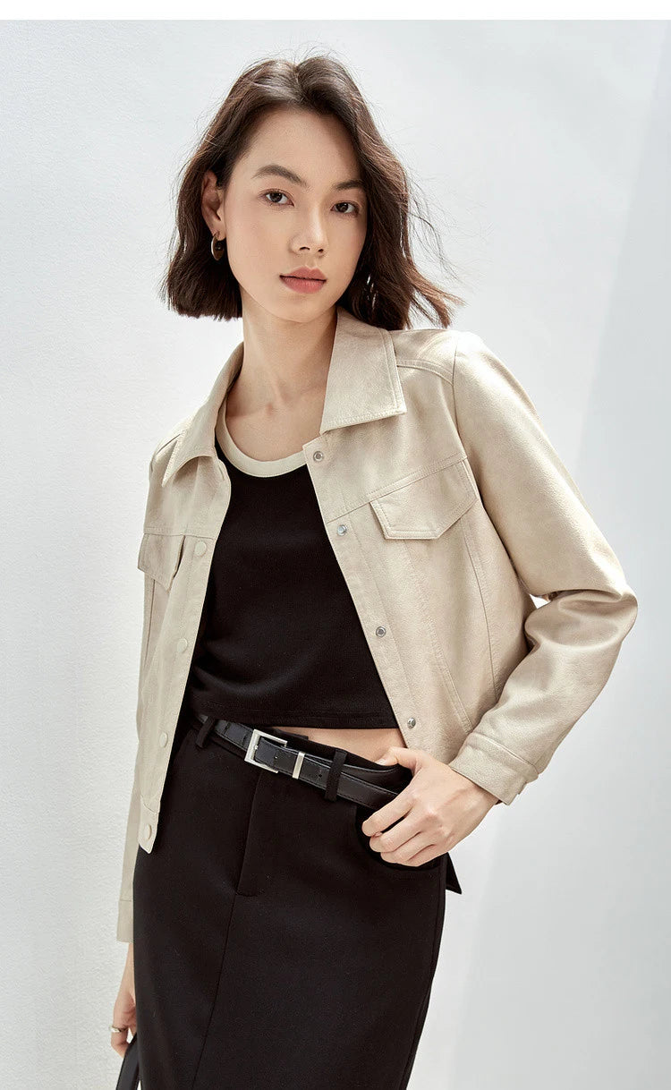 Vintage Faux Leather Cropped Jacket & Retro Outerwear