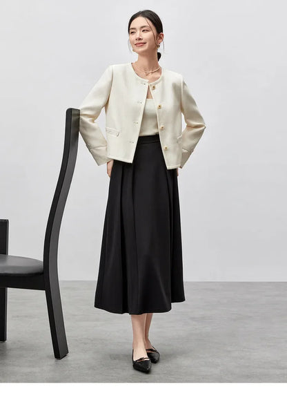 Elegant Round Neck Short Coat