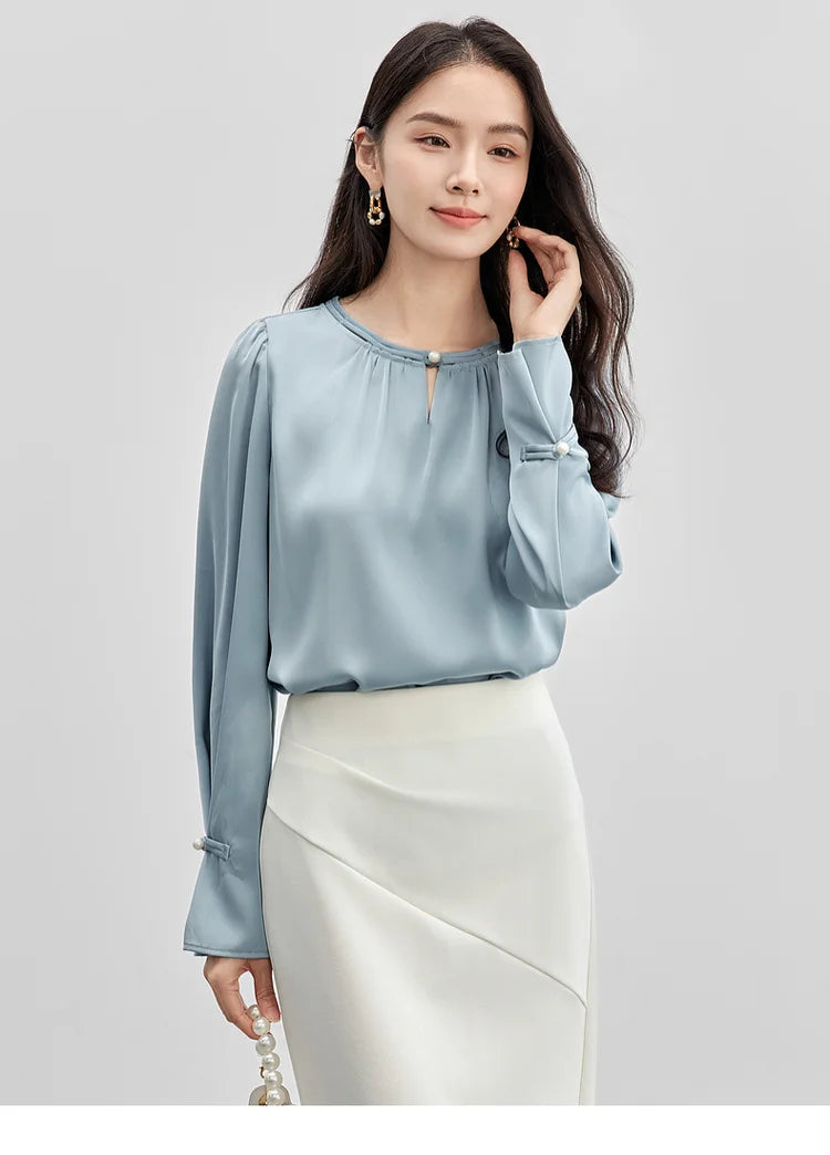 Hollow Out Flare Sleeve O Neck Blouse & Shirt