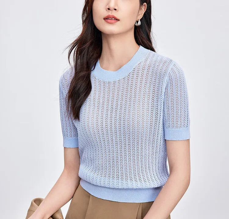 Striped Loose Fit Contrast Color Knit Top