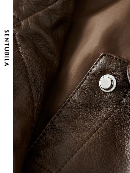 Vintage Faux Leather Cropped Jacket & Retro Outerwear