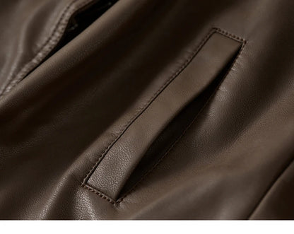 Solid Pu Faux Leather Short Jacket & Outerwear