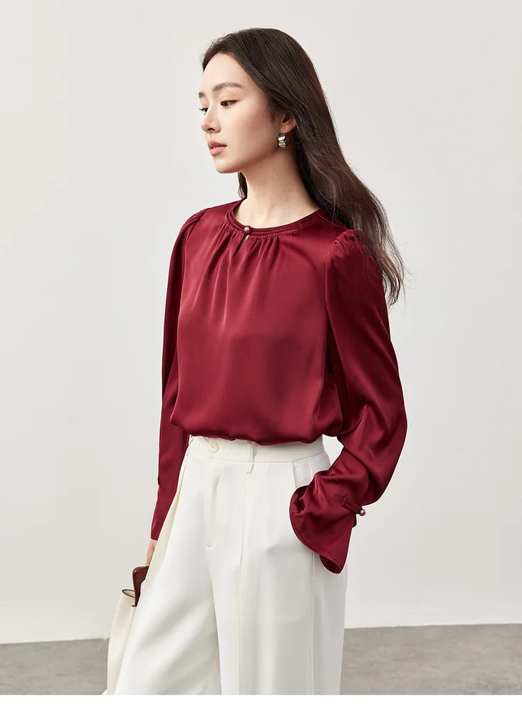 Hollow Out Flare Sleeve O Neck Blouse & Shirt