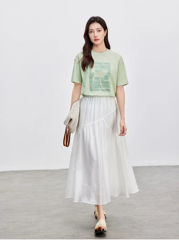 Cozy Round Neck Short Sleeve Loose Fit T-shirt